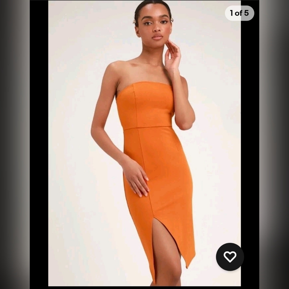 LULU'S Orange Bodycon Strapless Dress Women's Size Medium